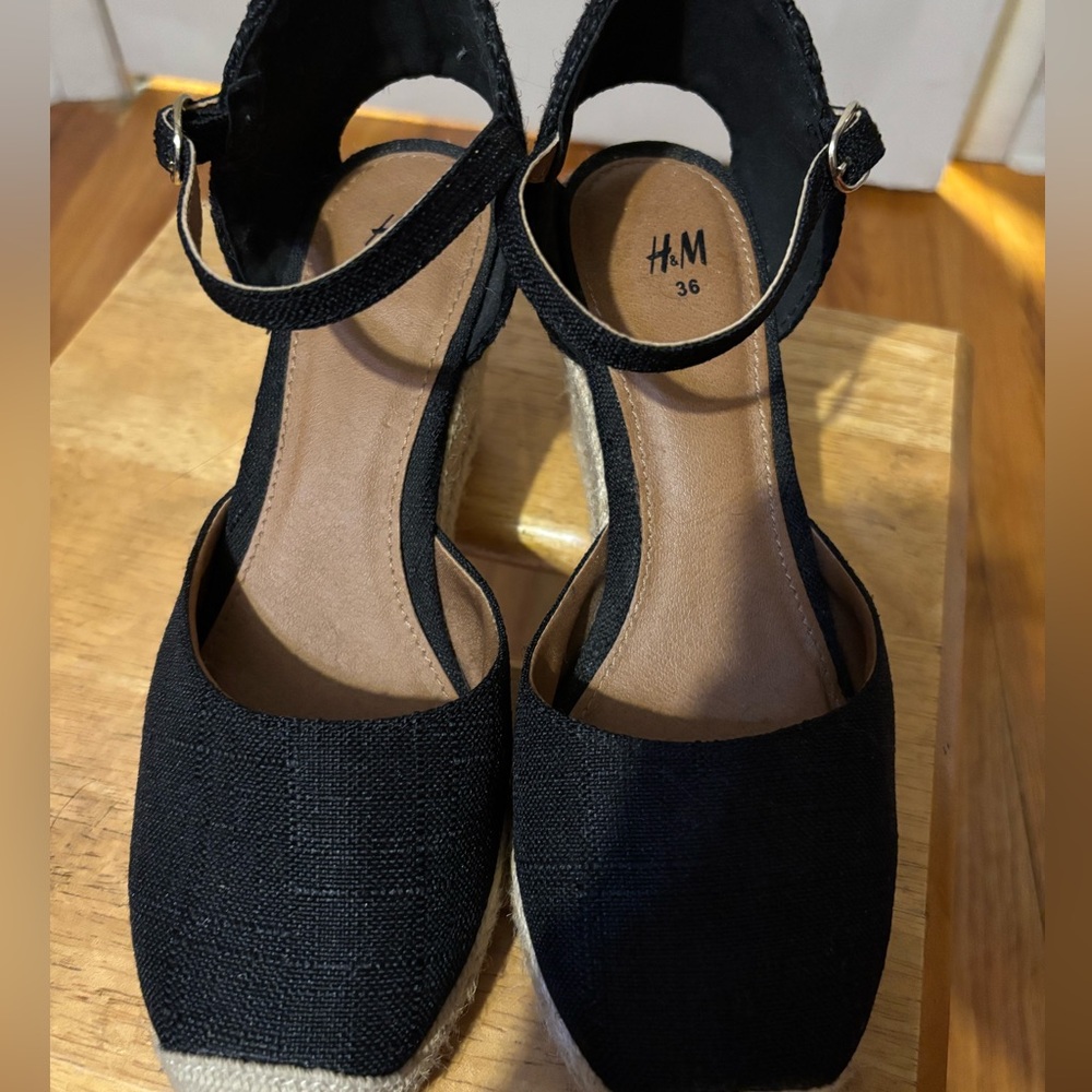 Black Wedge Espadrilles - Picture 6 of 7
